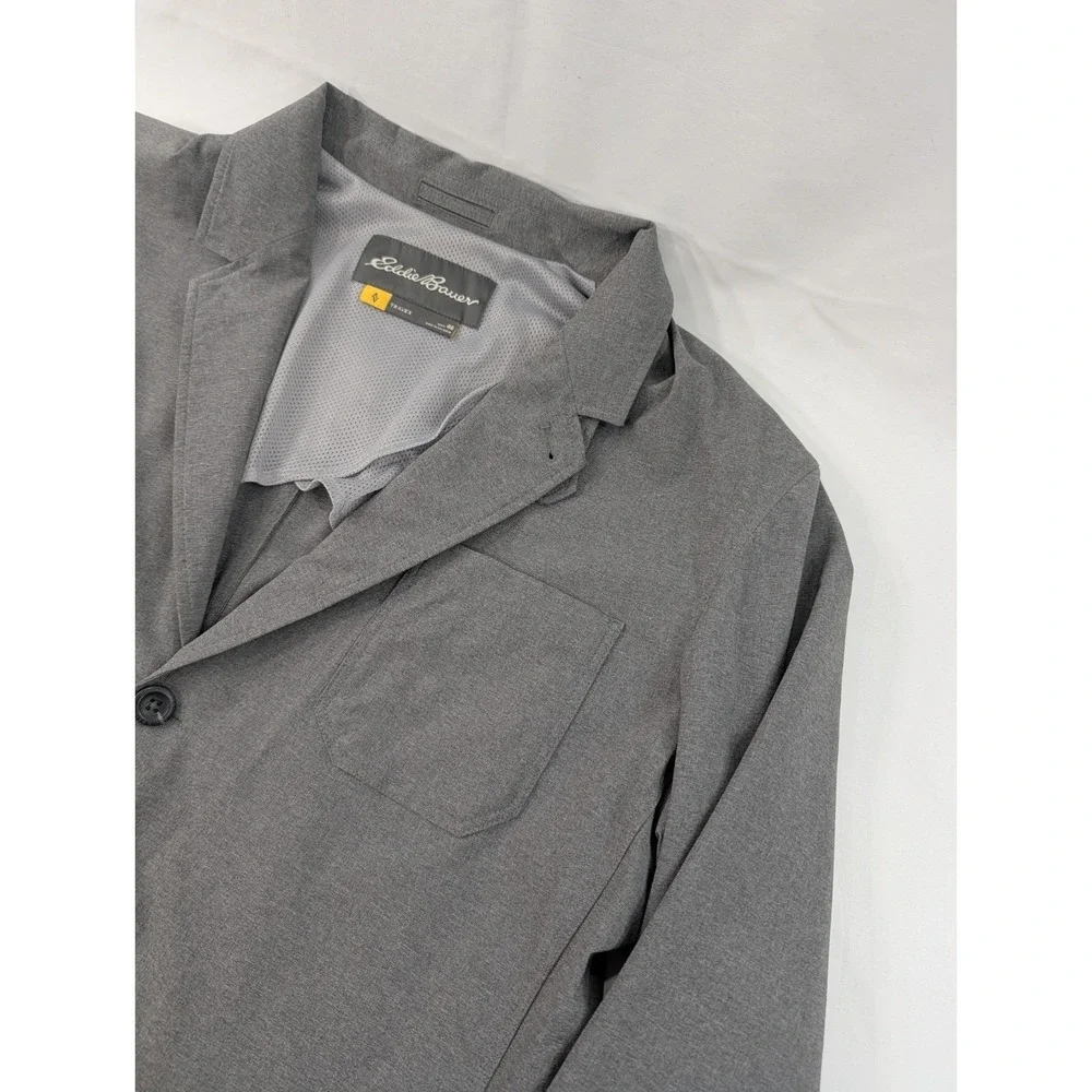 Eddie Bauer Blazer Men's Size 46 Gray Travel Stretch Blazer Jacket‎ Excellent